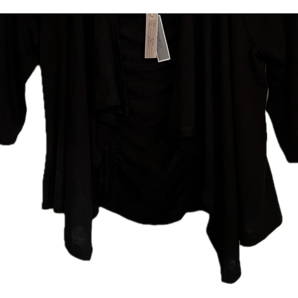 💥NEW Women’s Black Cupio Lightweight Jacket 3/4 Sleeve Lapel Open Front Med - Picture 2 of 8